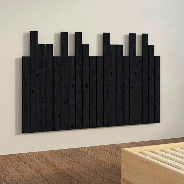 Berkfield Wall Headboard Black 127.5x3x80 cm Solid Wood Pine