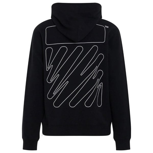 Off-White Wave Outline Diag Design Slim Hoodie - Black