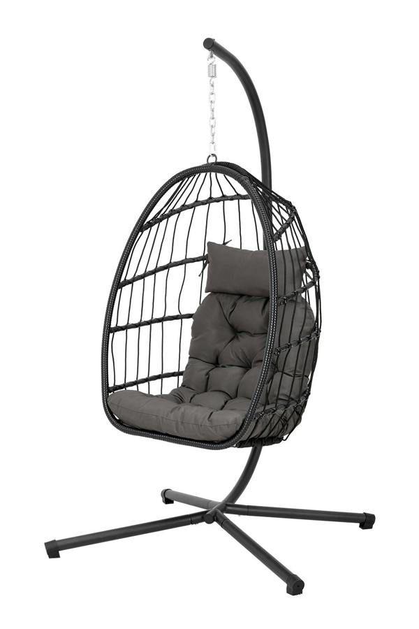 Living and Home Hanging Chair with Stand and Cushion for Indoor and Outdoor