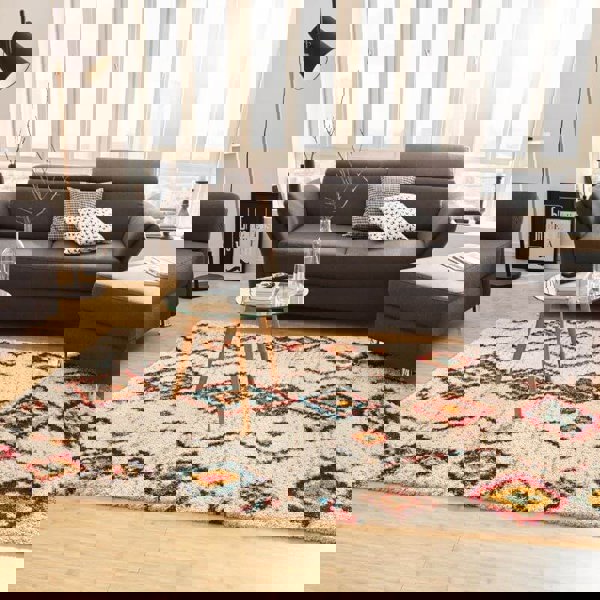 Velour Deep-Pile Rug Boho Vintage Design