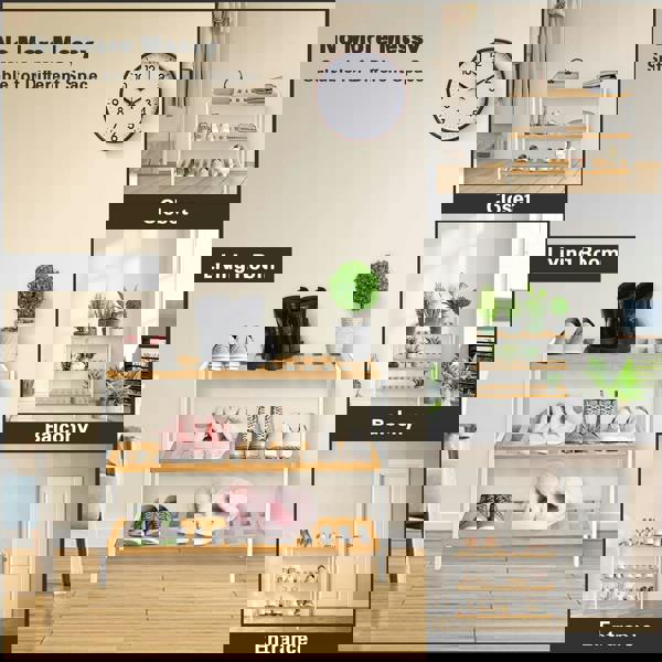 MANTRARAJ Bamboo 3 Tier Shoe Rack Easy Assembly Storage Shelf Organiser Wooden Shoe Rack