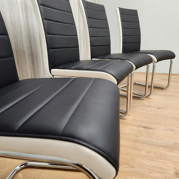 Kosy Koala Dining Chairs Set of 4 Black Faux Leather Kitchen Chairs Dining Room Furniture