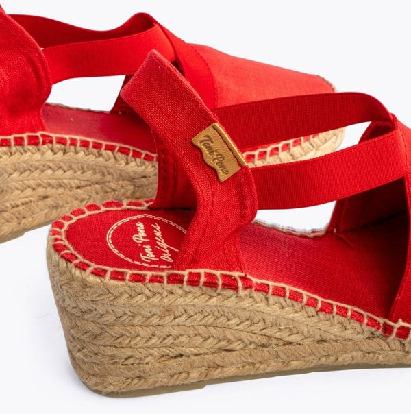 Toni Pons TER Womens Vegan Wedge Espadrilles Red