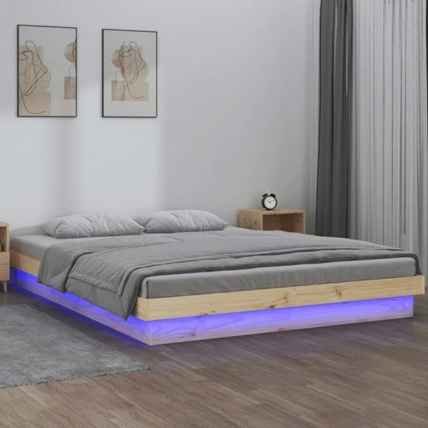 Berkfield LED Bed Frame 140x200 cm Solid Wood