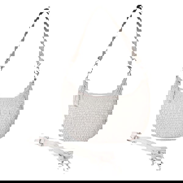 Real Hide Bags 'Wonder Weave' Nude Pink Real Leather Woven Designer Shoulder Crossbody Bag