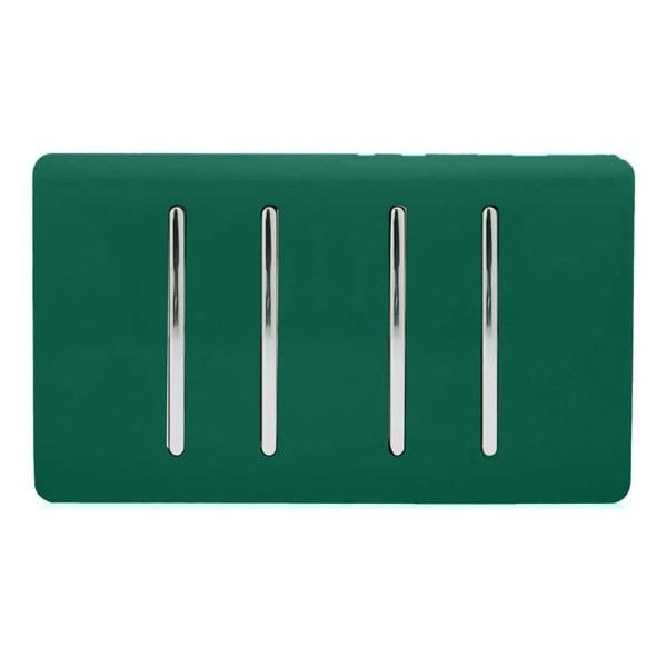 Trendi Switch 4 Gang Intermediate Rocker Light Switch in Dark Forest Green
