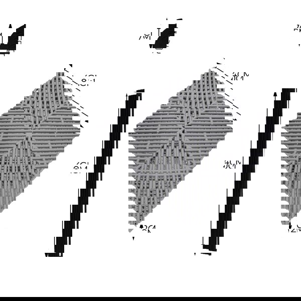 Monstershop Vented Garage Floor Tiles x 225 With Edges - Grey