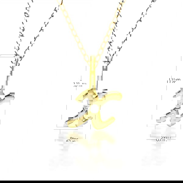 191P0794019 Alphabet Letter X Diamond pendant in 9ct Yellow Gold Dimensions