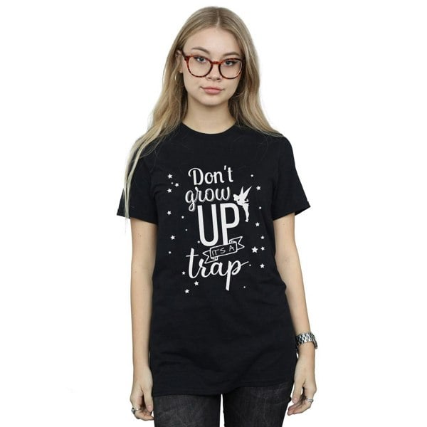 Disney Womens/Ladies Tinker Bell Don´t Grow Up Cotton Boyfriend T-Shirt - Black