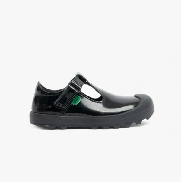Kickers 116226 PLUNK MJ Girls School Shoes Black Patent