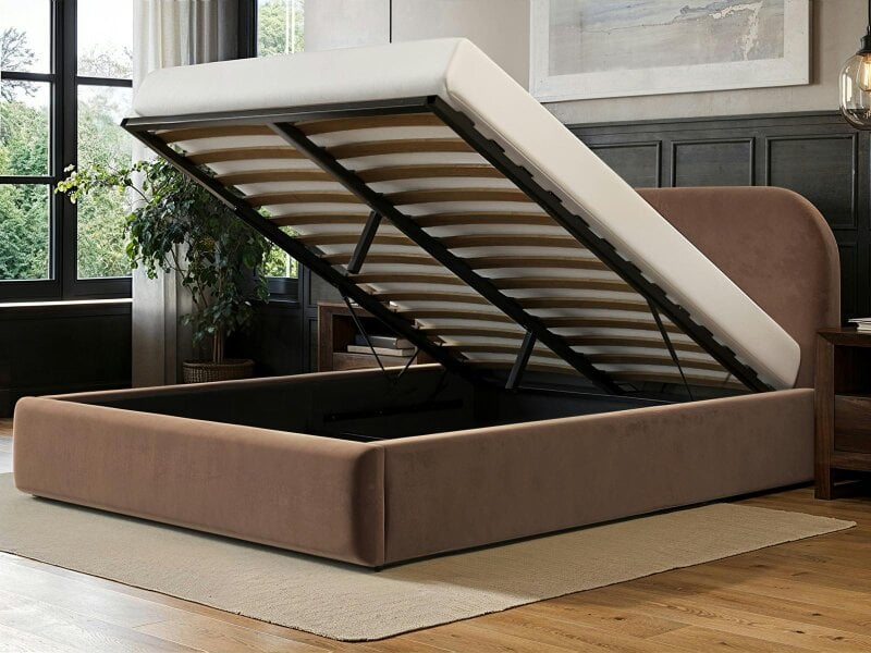 Flair Alba Chocolate Velvet Ottoman Bed