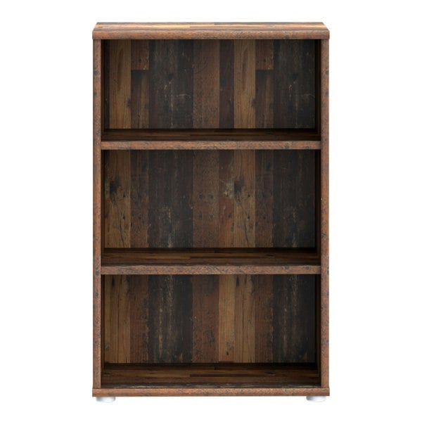 Furniture To Go Essential Low Narrow 2 Shelf Bookcase in Vintage Oak