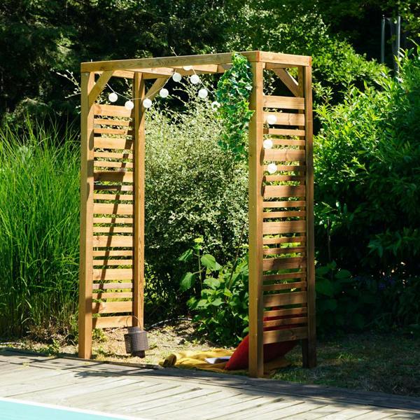 Cerland Ling Z Flat Top Garden Arch 2.14m Pressure Treated Slatted Wooden Arch