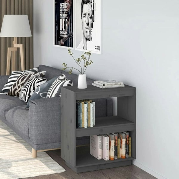 Berkfield Book Cabinet Grey 60x35x71 cm Solid Wood Pine