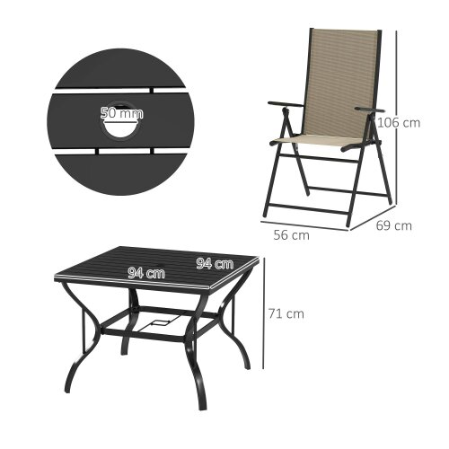 Wyld Haus Yodiro 4 Seater Cream Mesh and Steel Frame Dining Patio