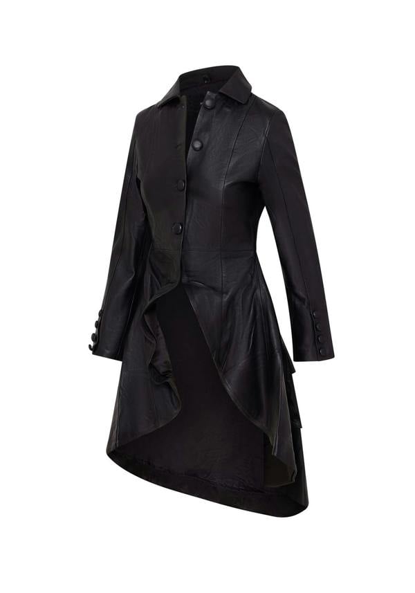 Infinity Leather Womens Gothic Full Length Victorian Leather Coat - Vantaa