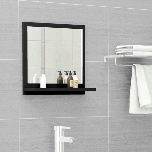 Berkfield Bathroom Mirror Black 40x10.5x37 cm Engineered Wood