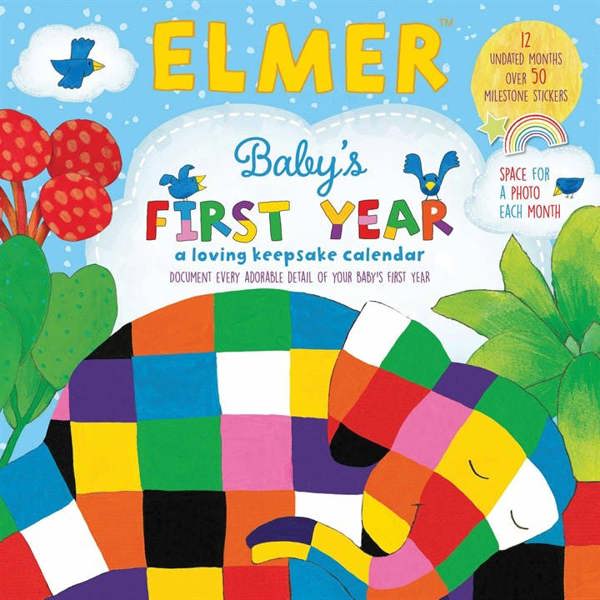 Elmer the Elephant Baby's First Year Calendar, Perpetual Calendars and Diaries, Month To View, History & Literature, Gift