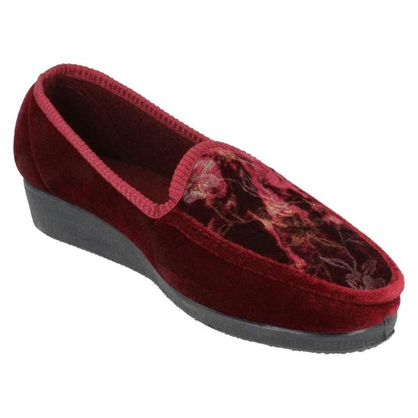 Spot On Ladies Spot On Slip On Floral Design Slipper Shoes