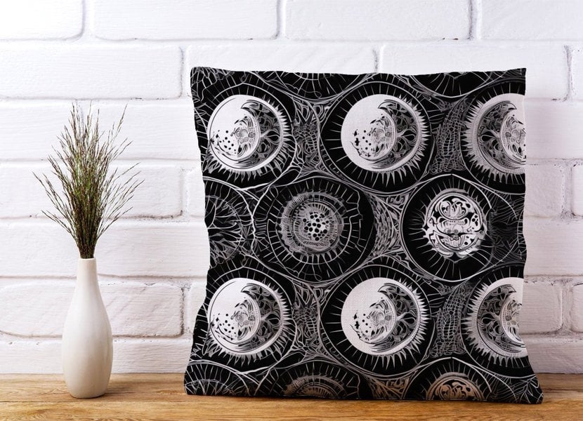 Warren Reed Black White Moon and Sun Cushions