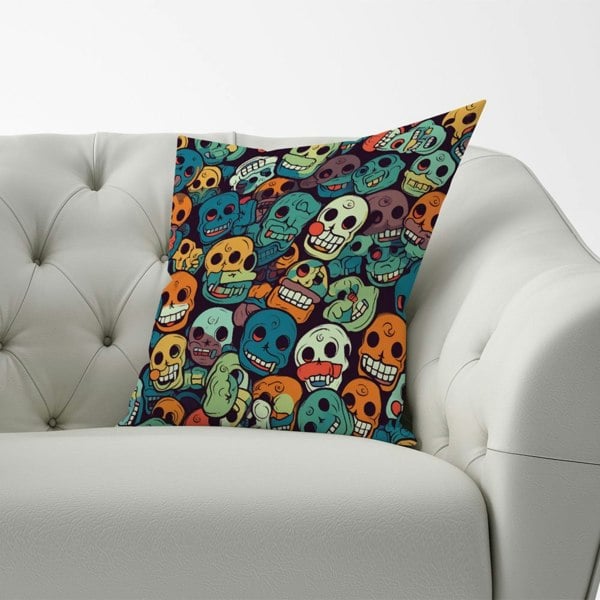 Warren Reed Smiling Skulls Pattern Cushions