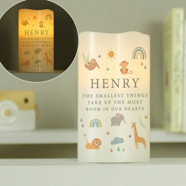 Personalised Memento Company Personalised Safari Animals LED Candle