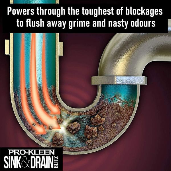ProKleen 2L of Pro-Kleen Sink & Drain Blitz - Plughole, Sink & Drain Unblocker - Super Strength Formula