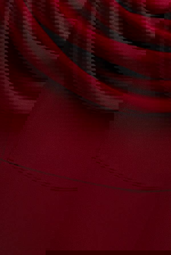 Chiffon Bardot Cowl Neck Maxi Dress - Burgundy Red DR2781A