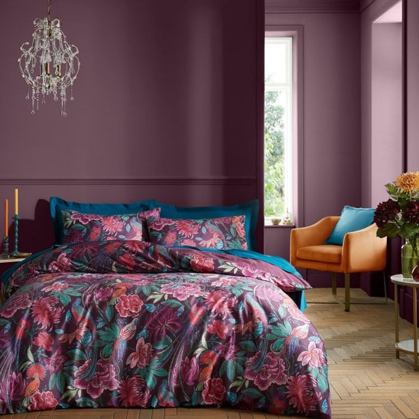 Bridgerton by Catherine Lansfield Kate Floral Soft Velvet Duvet Cover Set