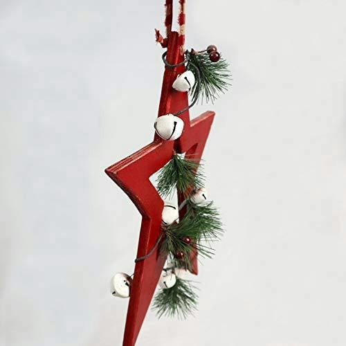 25 x 1.2 x 36 cm Red Wooden Star Hanging Decoration for Christmas and Seasonal Displays image 4