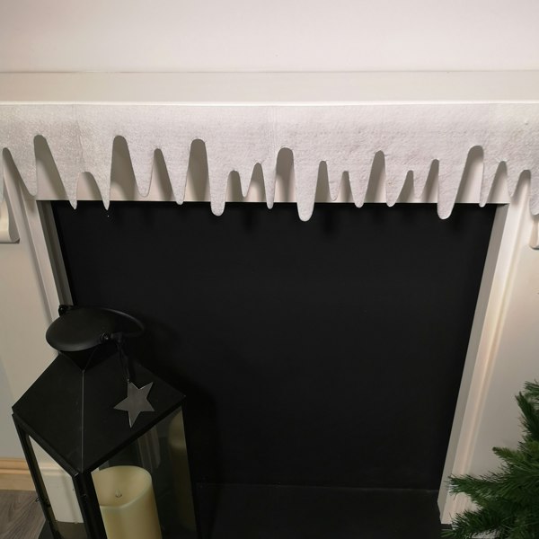Samuel Alexander Premier White Felt 18cm x 240cm Decorative Glitter Christmas Icicle Fringe Wall Fireplace Decoration