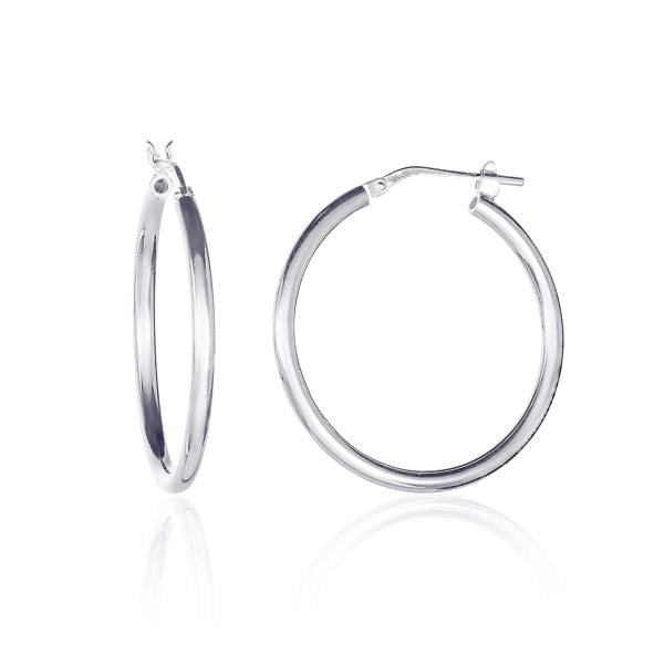 namana Plain Polished 925 Sterling Silver Hoop Earrings for Women