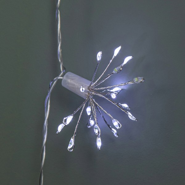 Samuel Alexander 2.7m Set of 10 Twinkling Christmas Starburst String Lights with 200 White LEDs