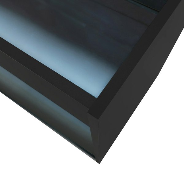Sleek black LED retail shop counter K900 with a smooth, gradient-lit surface, ideal for showcasing products in modern spaces