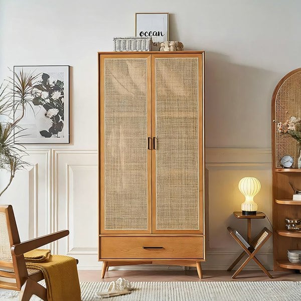 Vernon Rattan Wardrobe, Solid Wood-Rit Concept-Rit Concept