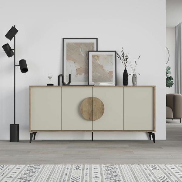 Decortie Gora Particleboard 4 Door Sideboard with Metal Legs (W) 180cm