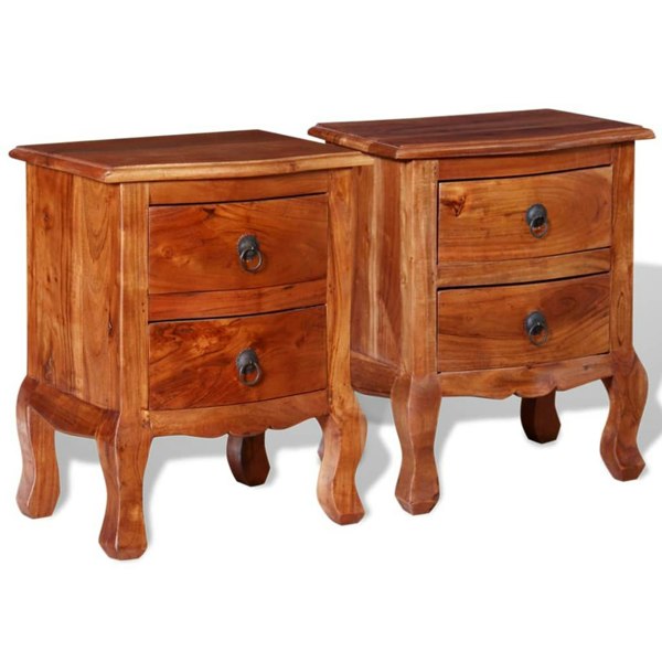 Berkfield Nightstands with Drawers 2 pcs Solid Acacia Wood