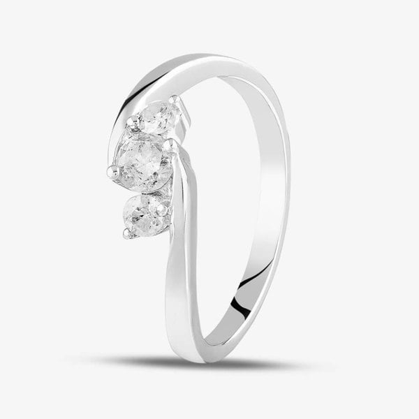 T. H. Baker 9ct White Gold 0.33ct Three Stone Diamond Crossover Ring PR05257W
