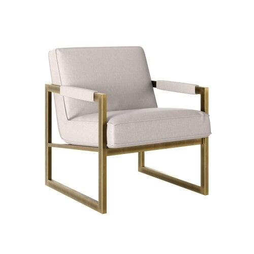 Wyld Haus Torino Cream Chenille and Bronze Armchair