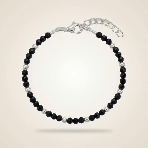 The Colourful Aura Baby/Kids Nazaria Black Beaded Silver Bracelet/Anklet