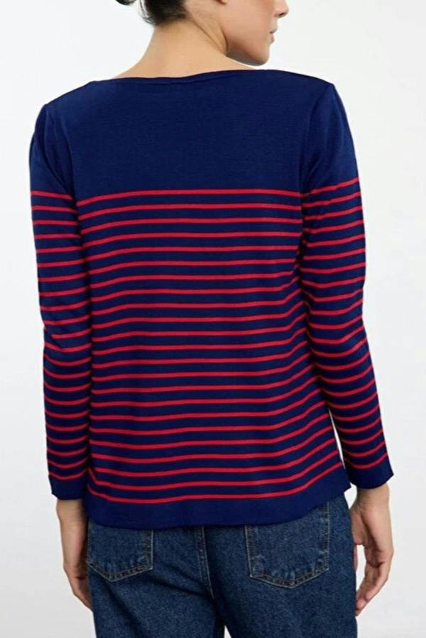 WOVCOR Basic Striped Knit Sweater