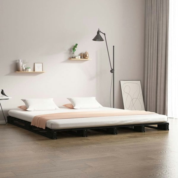 Berkfield Pallet Bed Black 120x190 cm Small Double Wood Pine