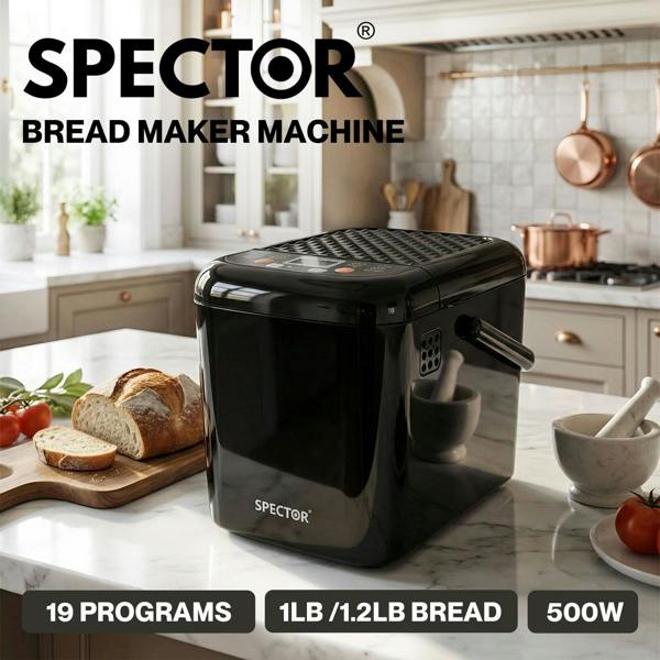 Spector 19 in 1 Bread Maker 1.2LB Bread Machine Low Noise 500W Timer Non Stick