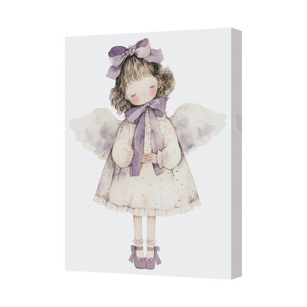 Benjamin Tate Design Pastel Angel Girl Canvas Art Print With Purple Bow