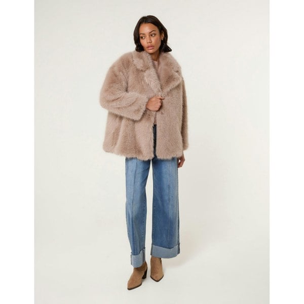 Blue Vanilla Short Faux Fur Coat