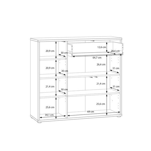 Furniture To Go Alice Springs Shoe Cabinet with 3 Doors Push-to-Open & 1 Drawer Push-to-Open in Sand