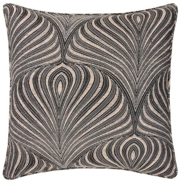 Paoletti Gatsby Piping Detail Jacquard Cushion Cover - Black