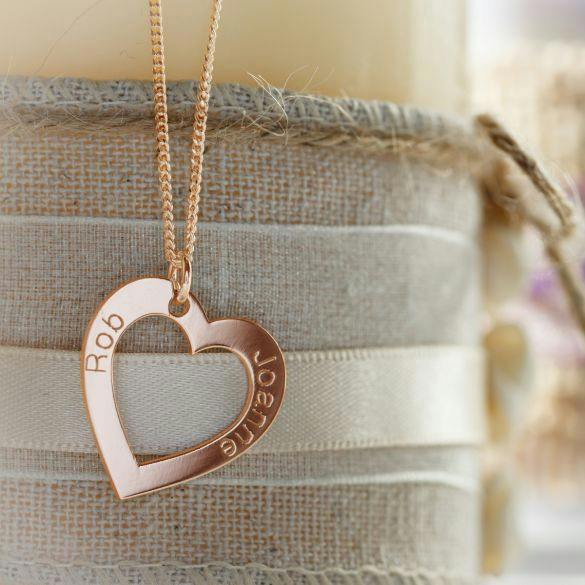 Christopher James of London 9ct Rose Gold Plated Personalised Heart Necklace
