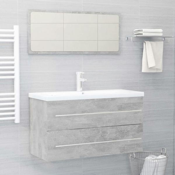 Berkfield 2 Piece Bathroom Furniture Set Concrete Grey Engineered Wood