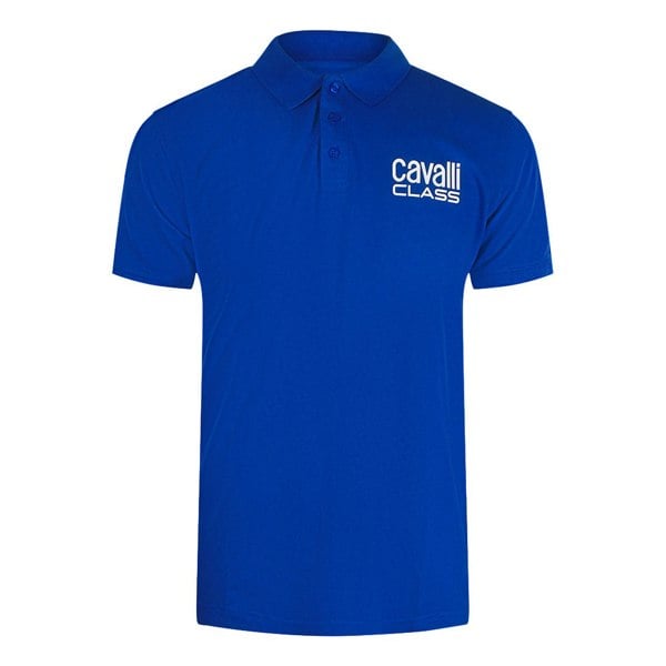 Cavalli Class Bold Logo Blue Polo Shirt